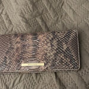 Brahmin Silver Grey Pink Snake Pattern Wallet